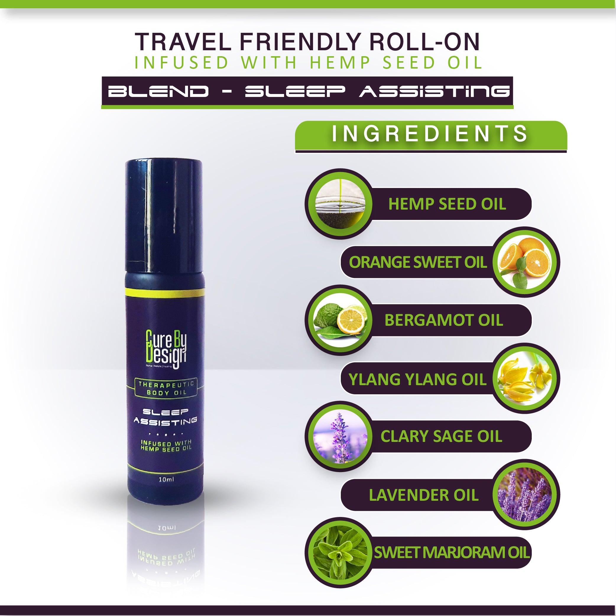 Cure By Design Therapeutic Healing Roll on -Sleep Assisting 10ml