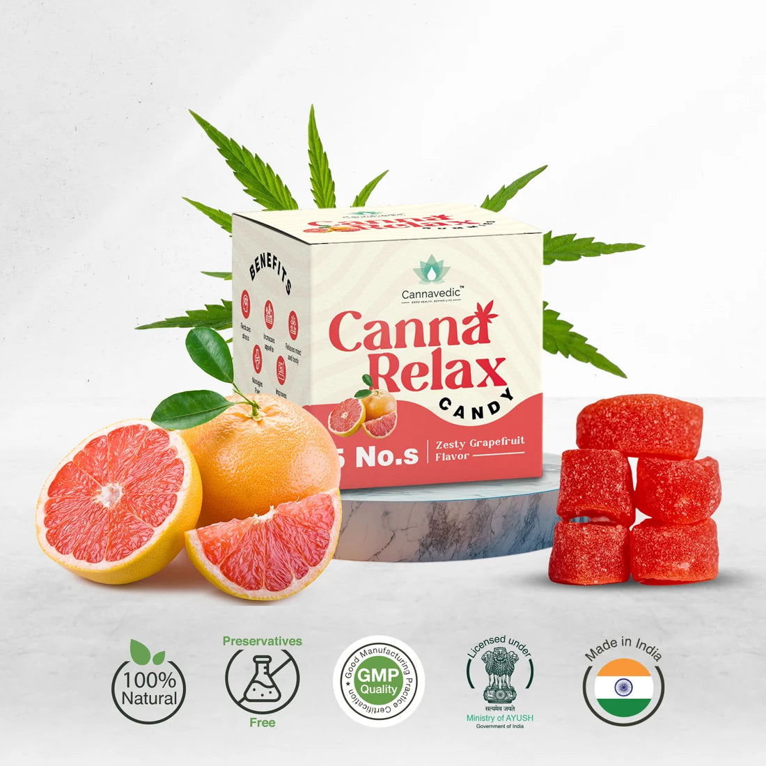 Cannavedic CannaRelax - Ayurvedic Vijaya Candy | Pack of 5 Candies - 60mg/ Candy
