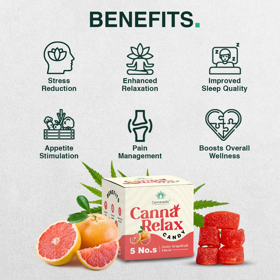 Cannavedic CannaRelax - Ayurvedic Vijaya Candy | Pack of 5 Candies - 60mg/ Candy