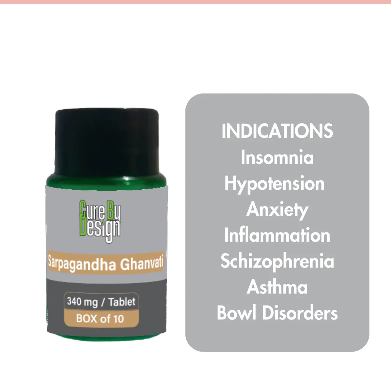 Cure By Design Sarpagandha Ghanvati 340 mg- Blood Pressure & Hypotension Management