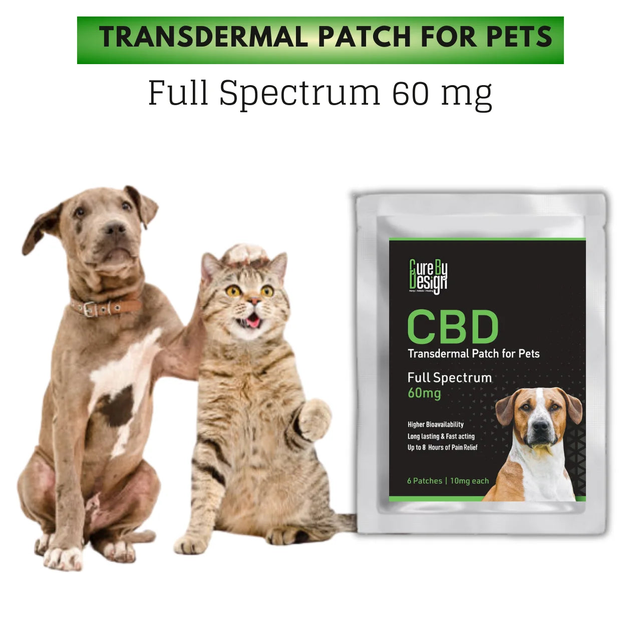 Cure By Design CBD Transdermal Patch for Pets Full Spectrum 60mg