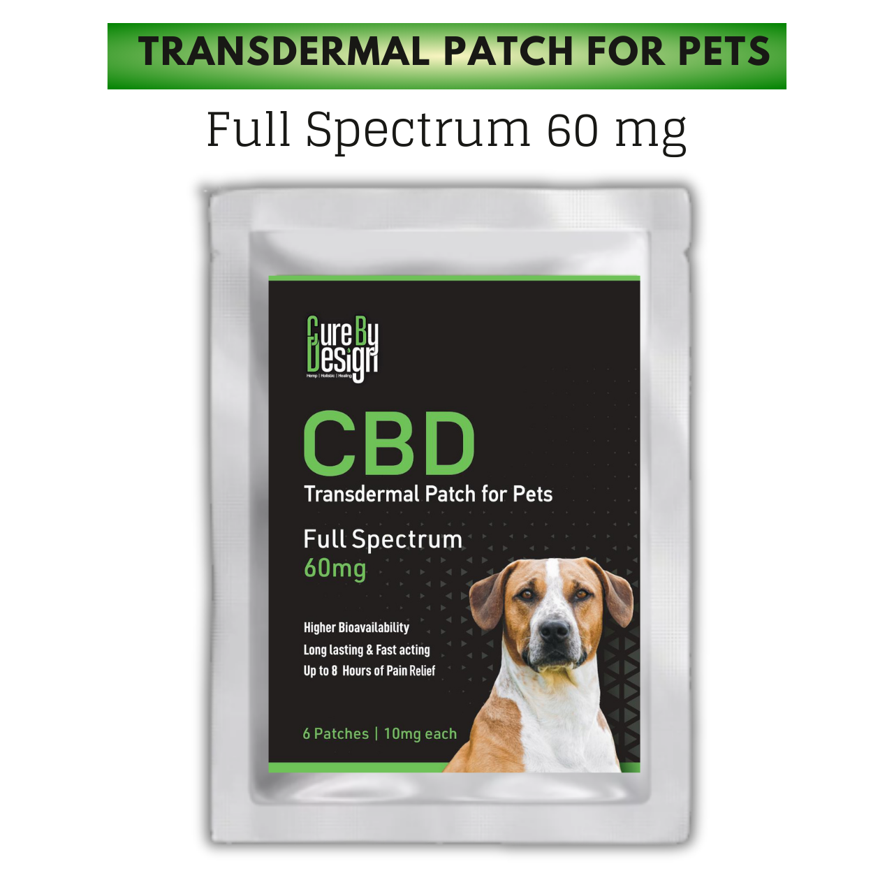 Cure By Design CBD Transdermal Patch for Pets Full Spectrum 60mg