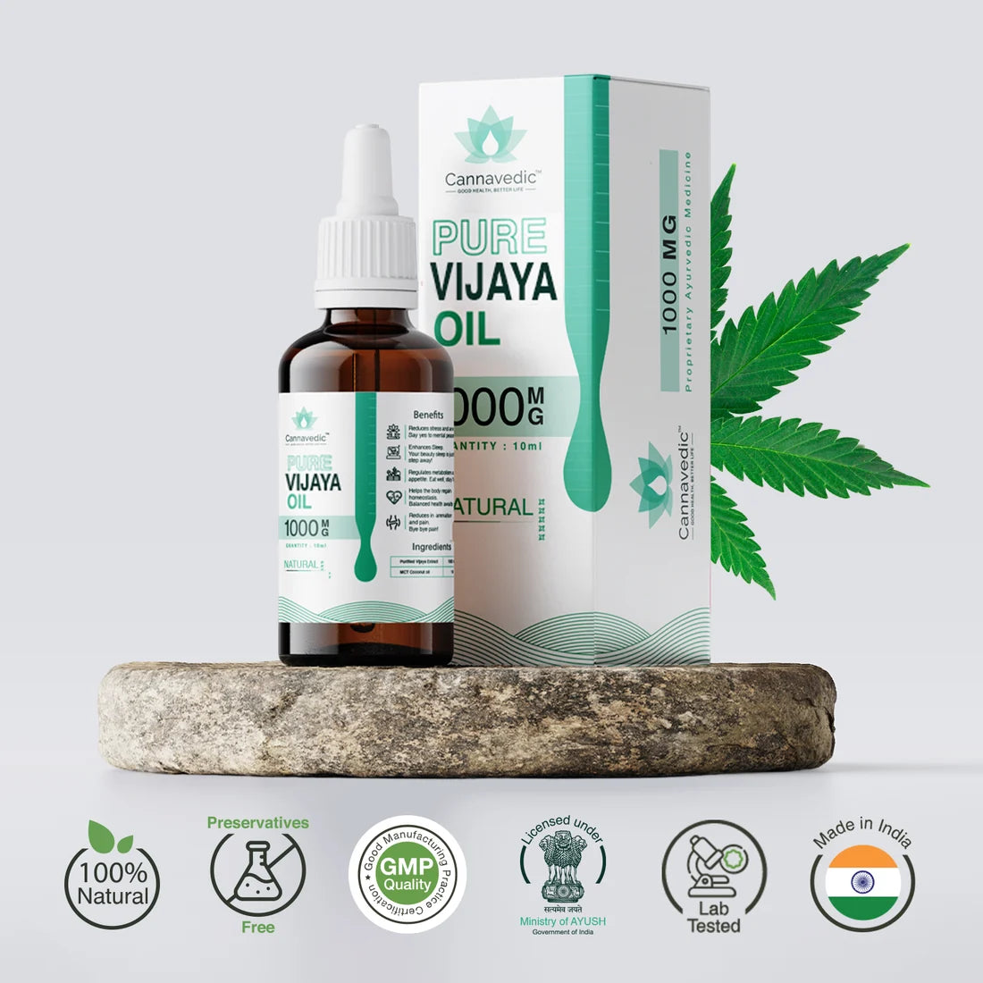Cannavedic Pure Vijaya Oil Natural 1000mg | 10ml - 100mg/ml