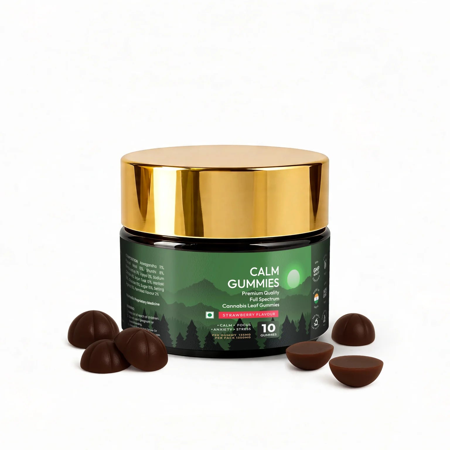 Polyherbs CALM CBD Gummies 135mg Per Gummy, (1:1)