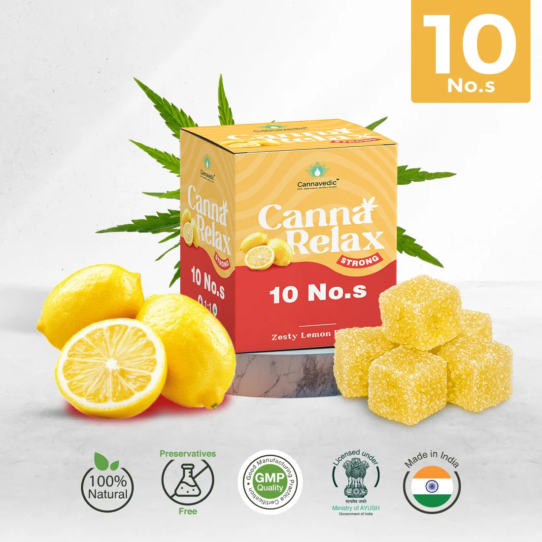 Cannavedic Canna Relax Strong - Ayurvedic Vijaya Candy | Pack of 10 Candies -100mg/Candy