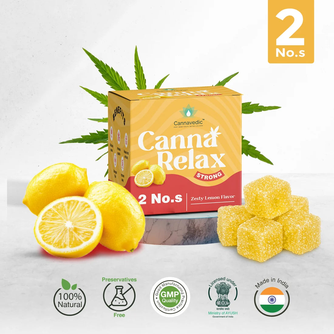 Cannavedic Canna Relax Strong - Ayurvedic Vijaya Candy | Pack of 2 Candies -100mg/Candy
