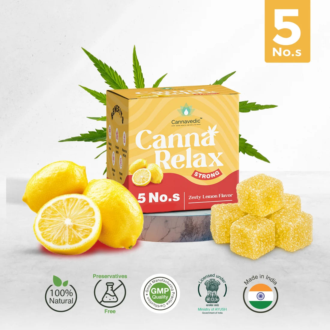 Cannavedic Canna Relax Strong - Ayurvedic Vijaya Candy | Pack of 5 Candies -100mg/Candy
