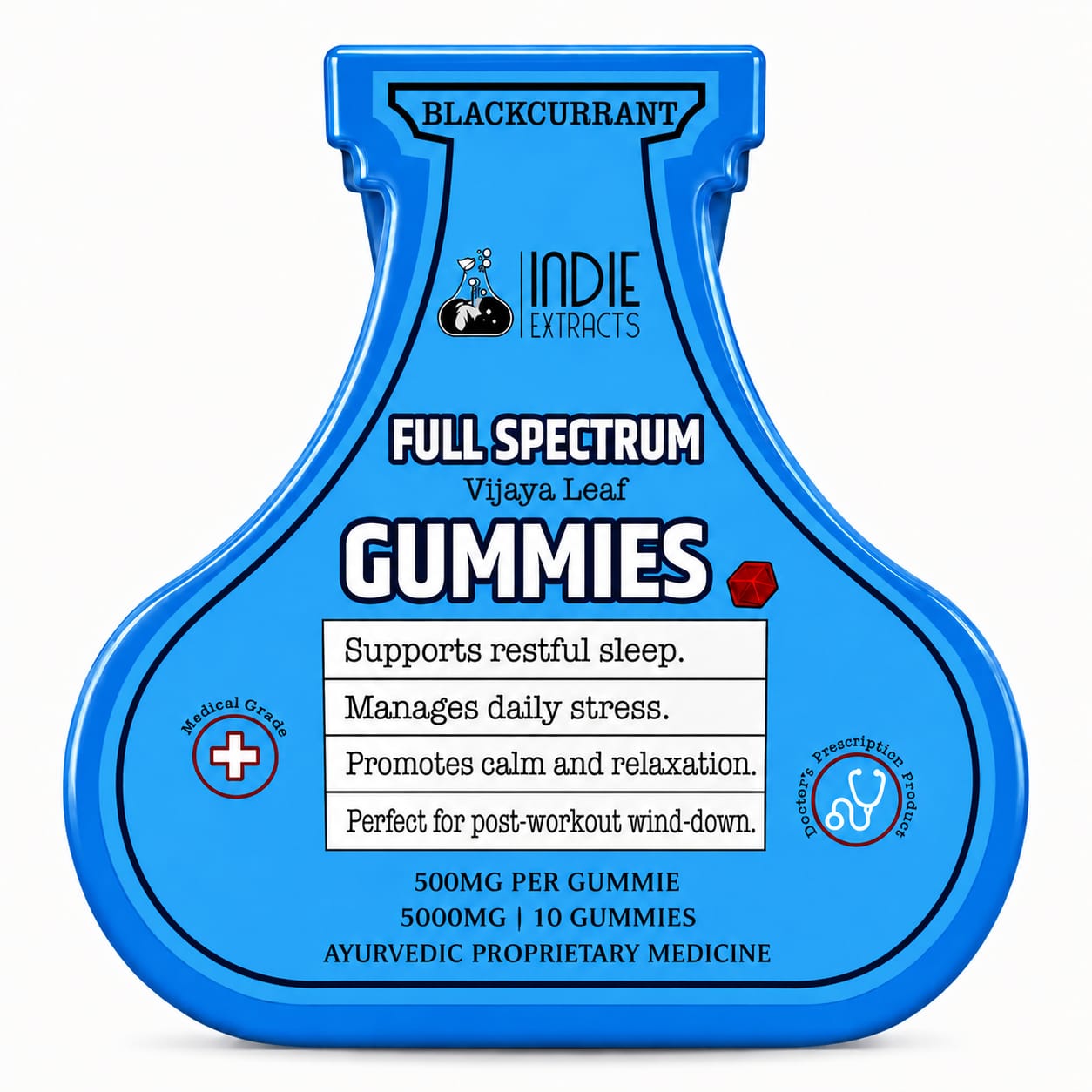 Indie Extracts Full Spectrum Vijaya Leaf | 10pc Gummie | Blackcurrant
