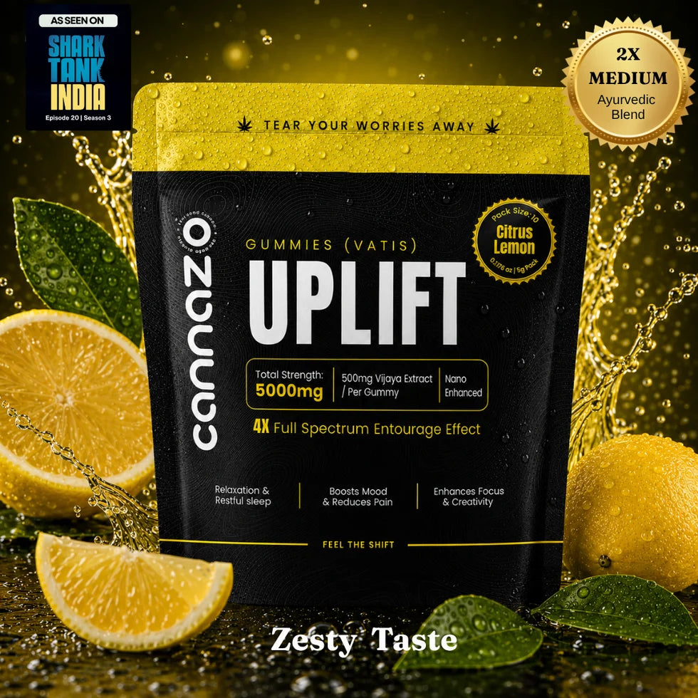 Cannazo India Uplift Gummies -CBD DOMINANT | 500mg Citrus/Sour Lemon Vatis | 200mg Active Cannabinoids | Strong Support for Focus, Relaxation & Better Mood