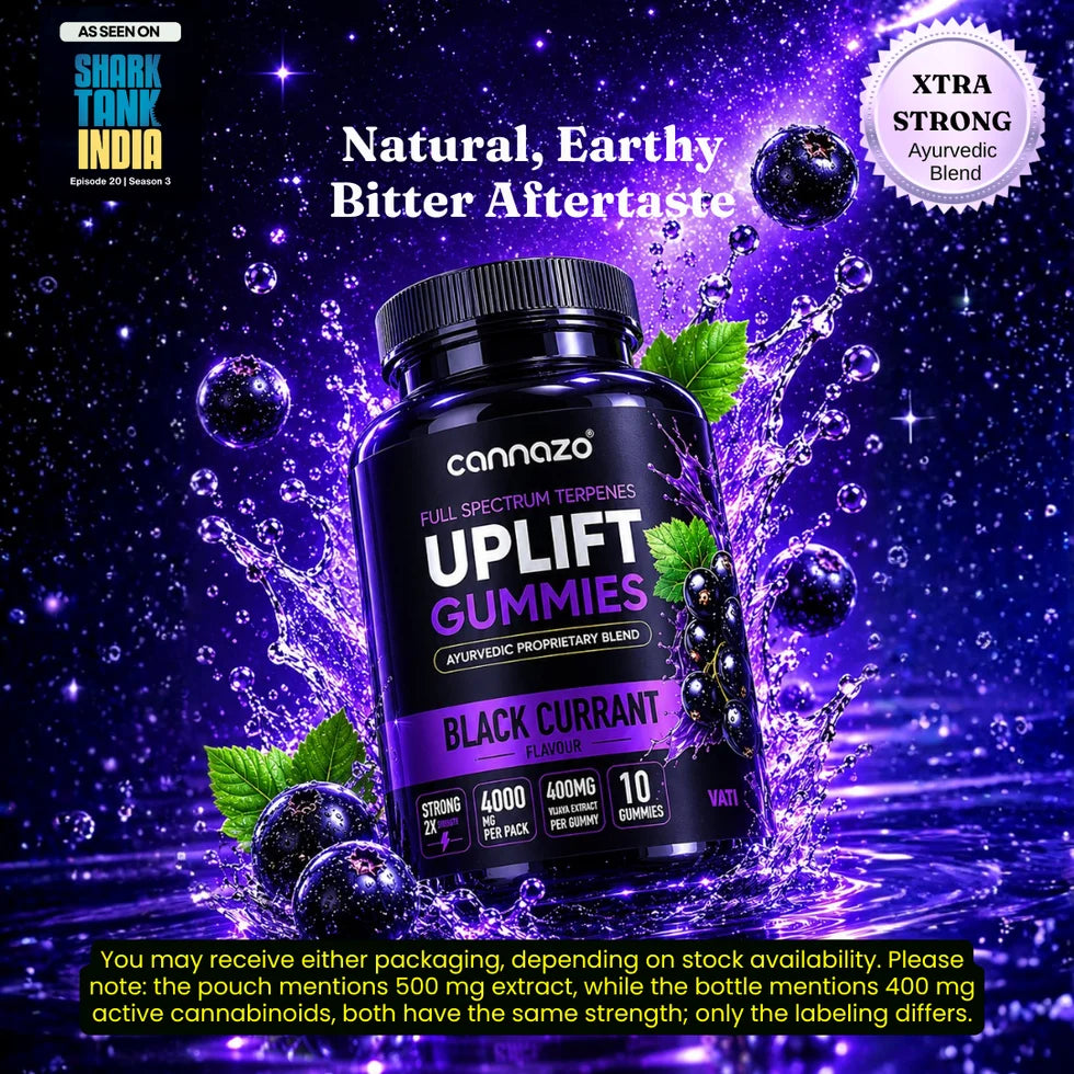 Cannazo India - Uplift Gummies - 500mg (400mg Active Extract) Blackcurrant Vatis | Advanced Support for Chronic Pain & Comfort