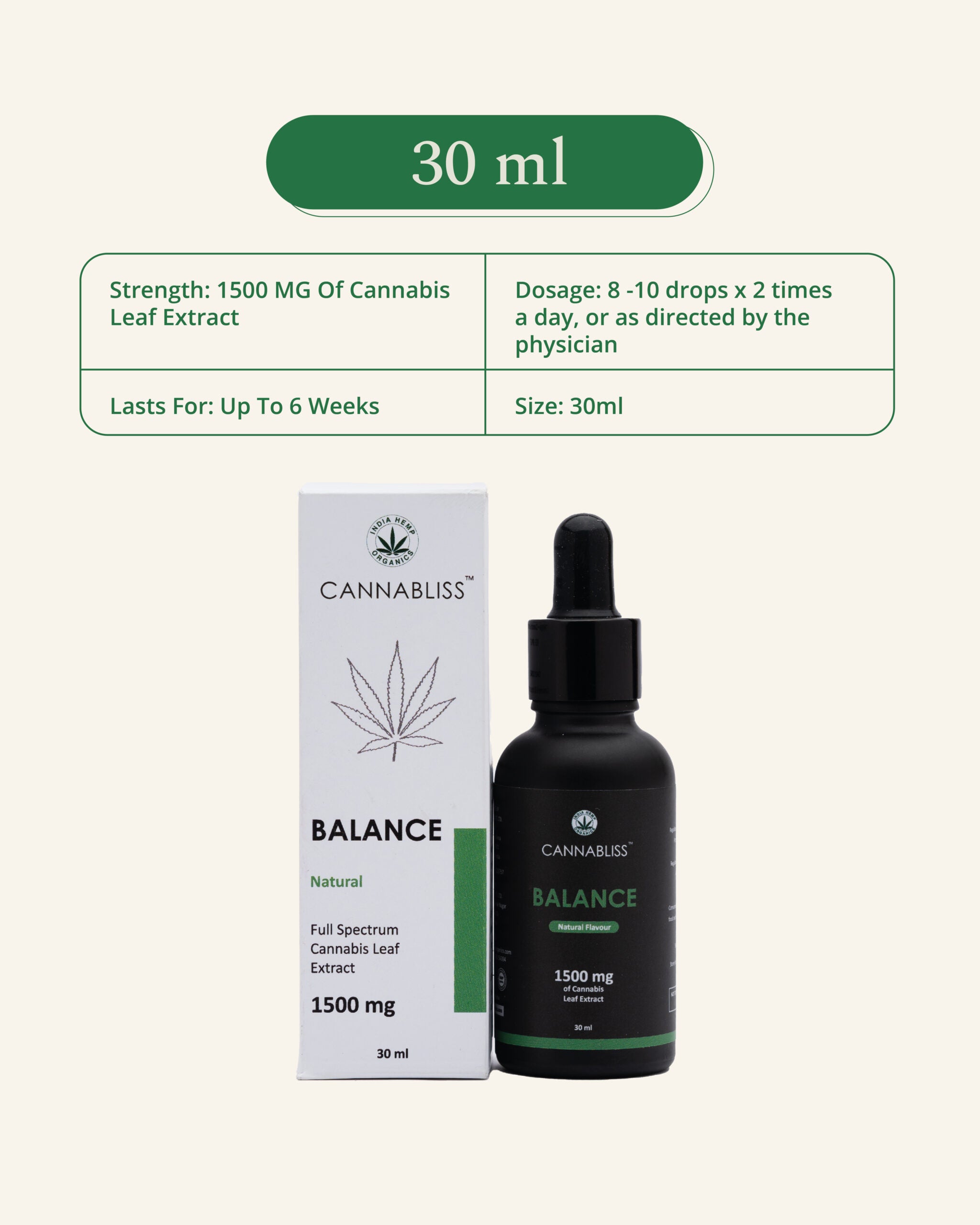 CannaBliss Balance Full-Spectrum CBD Oil 500mg/1500mg