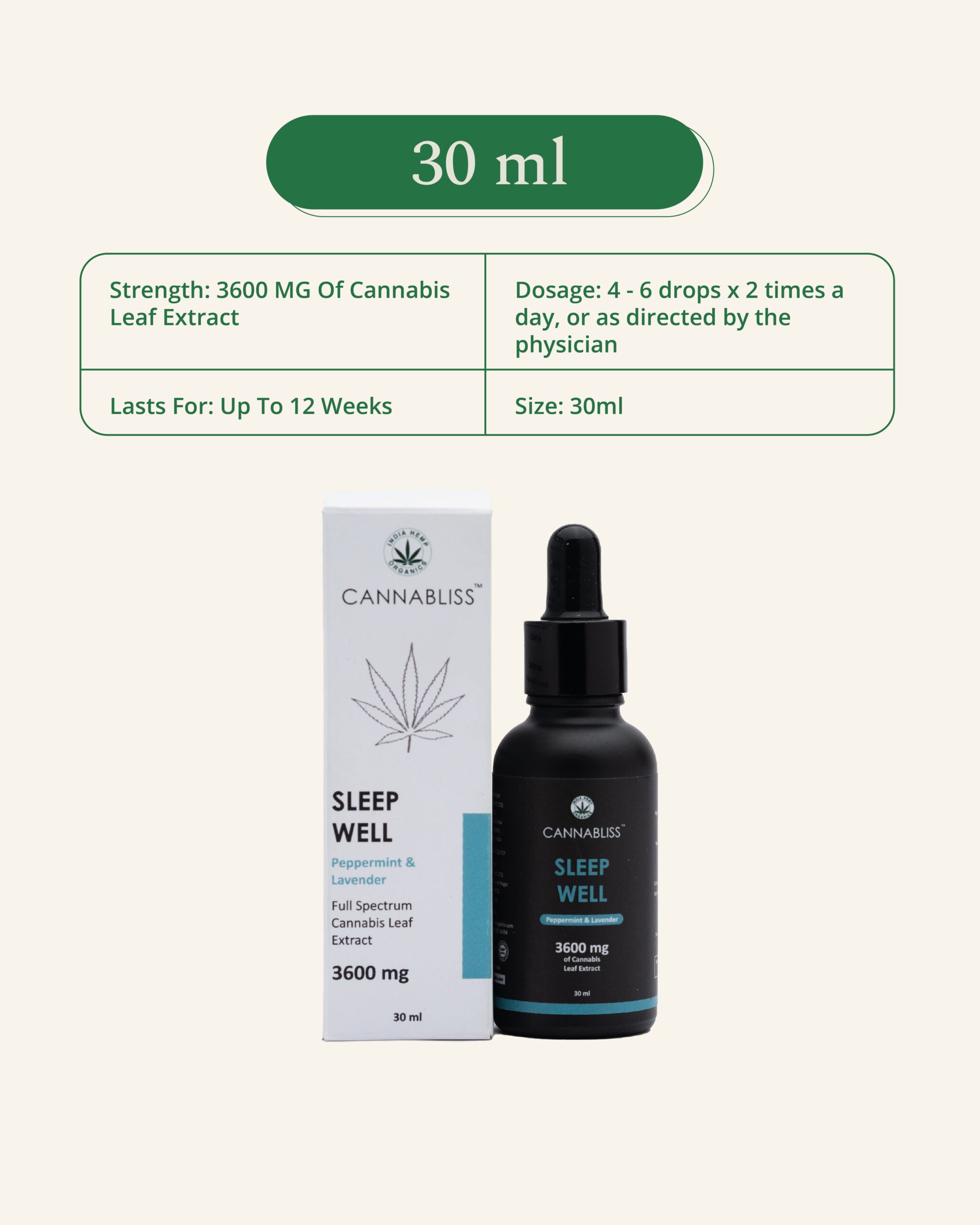 CannaBliss Sleep Well Full-Spectrum CBD Oil 1200mg/3600mg