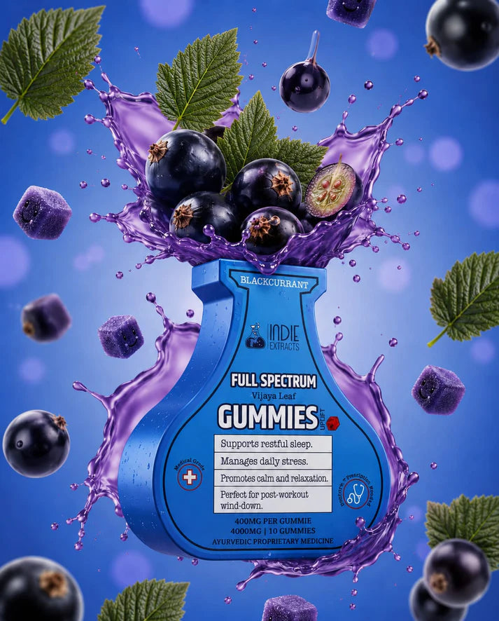 Indie Extracts Full Spectrum Vijaya Leaf | 10pc Gummie | Blackcurrant