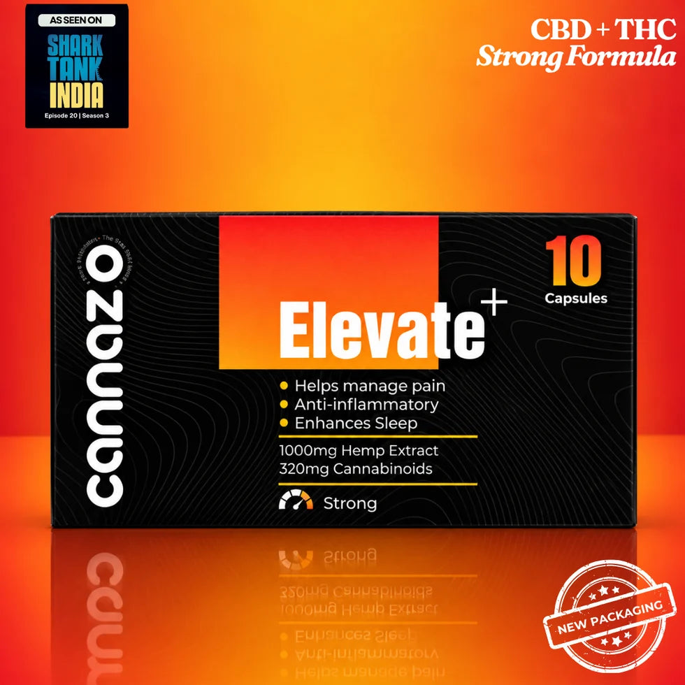 Cannazo India Elevate PLUS+ 100mg RSO extract Pain Capsules – CBD + THC for Chronic Pain & Inflammation Relief