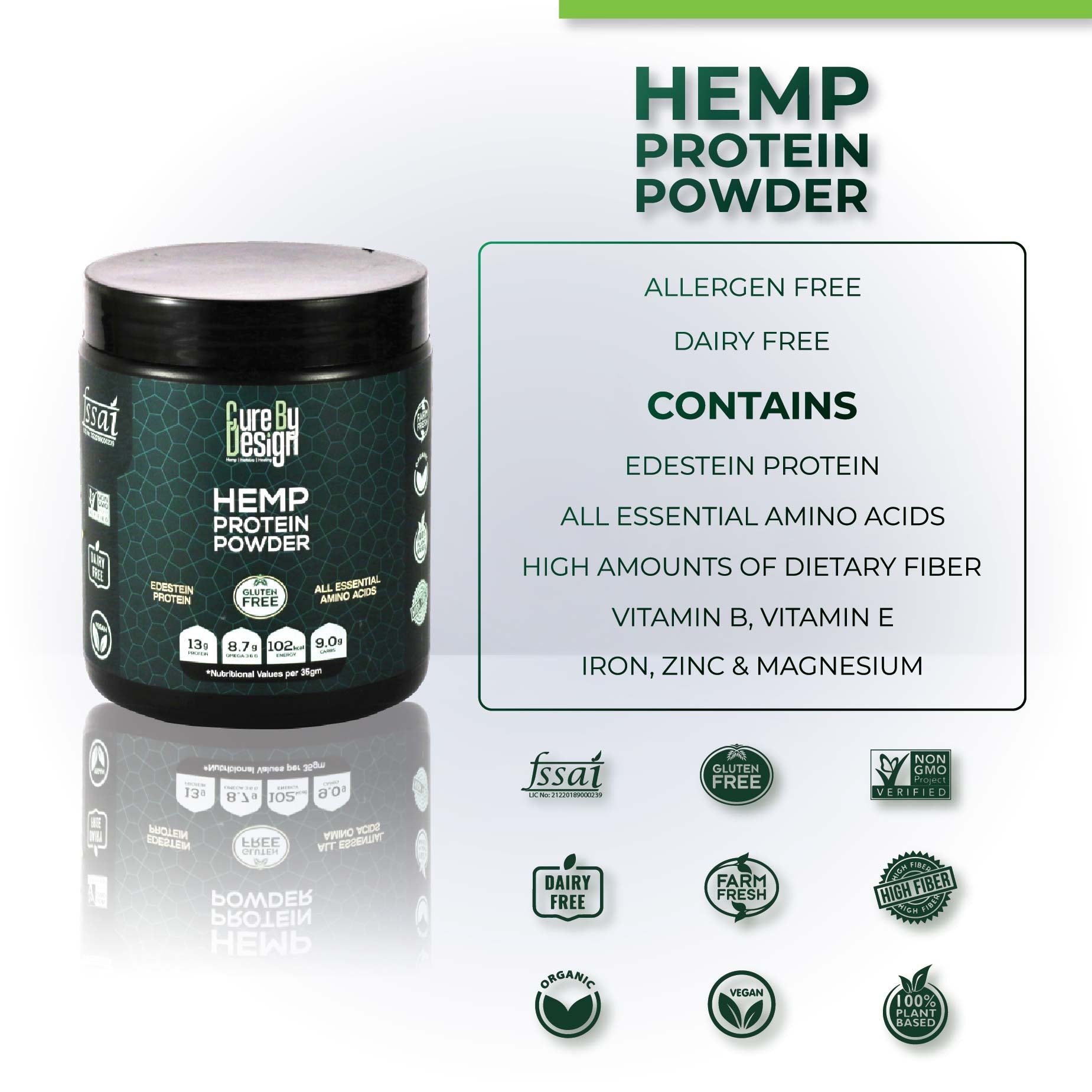 Cure By Design Hemp Protein  250gm