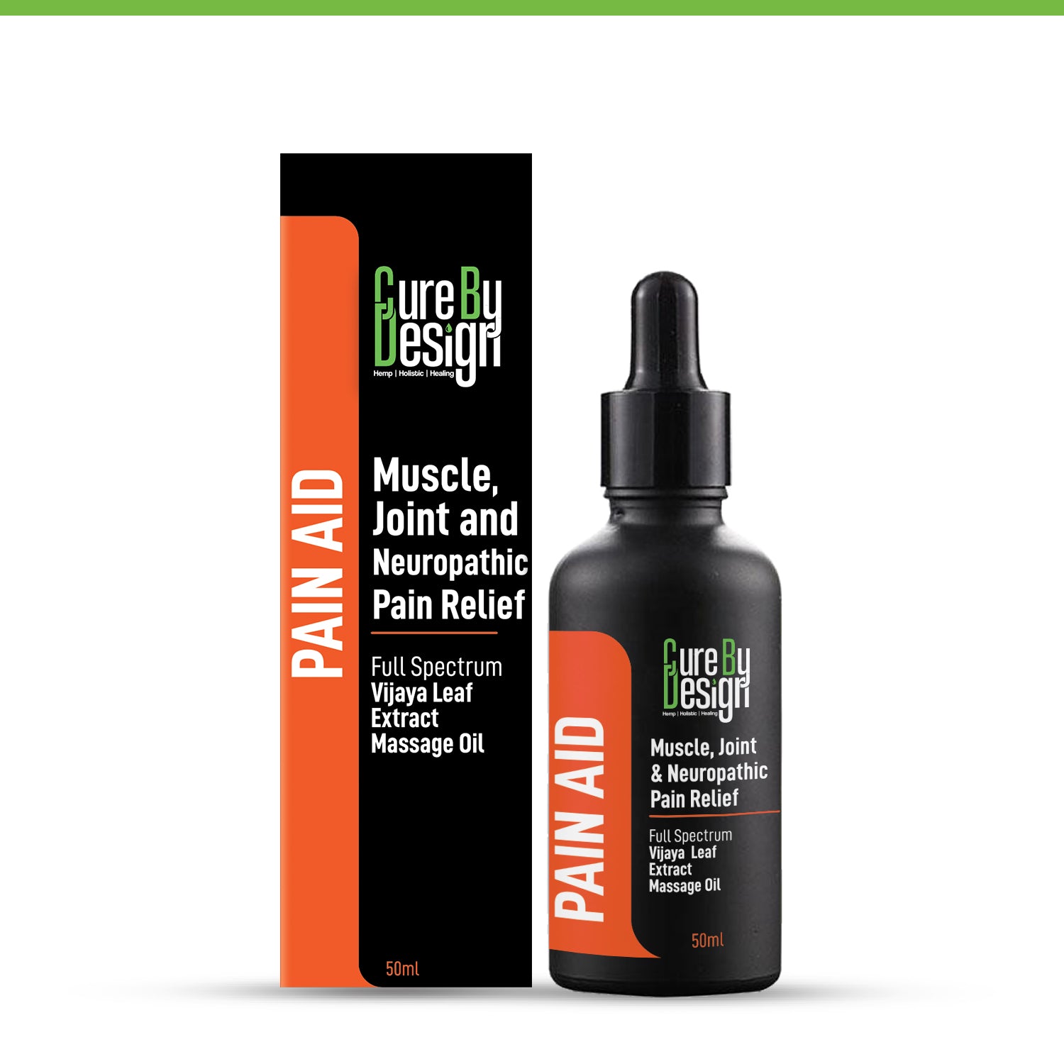Cure By Design Vijaya Full Spectrum Pain Aid (1%) Polyherbal Massage Oil