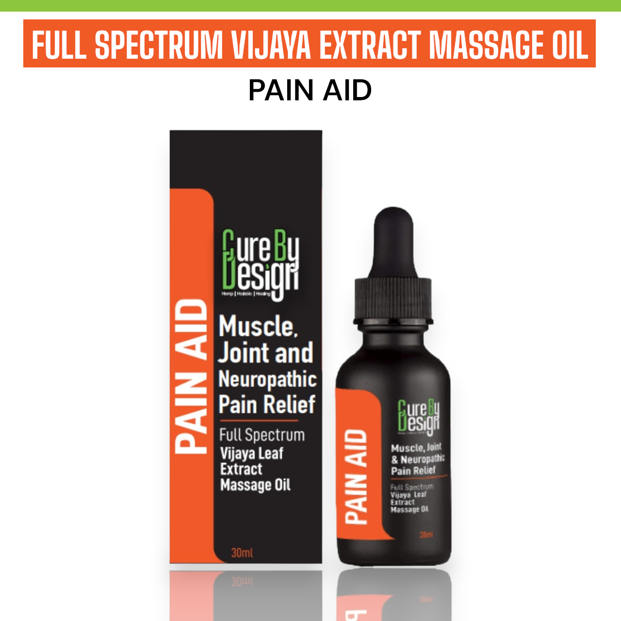 Cure By Design Vijaya Full Spectrum Pain Aid (1%) Polyherbal Massage Oil