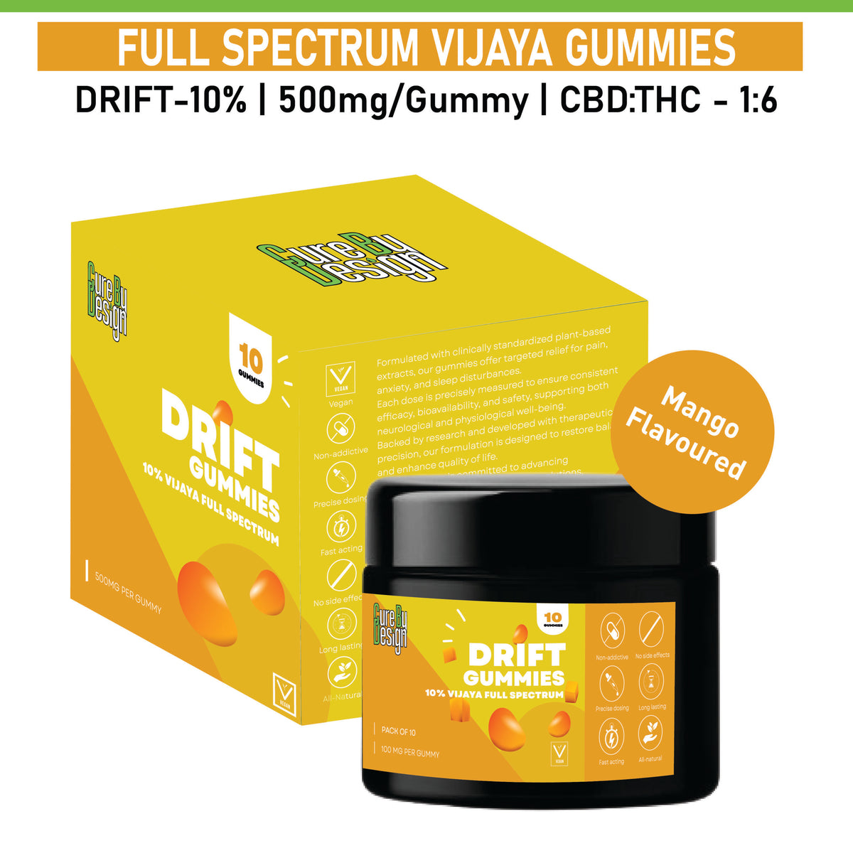 Cure By Design Drift CBD Gummies- 5000mg (10%)