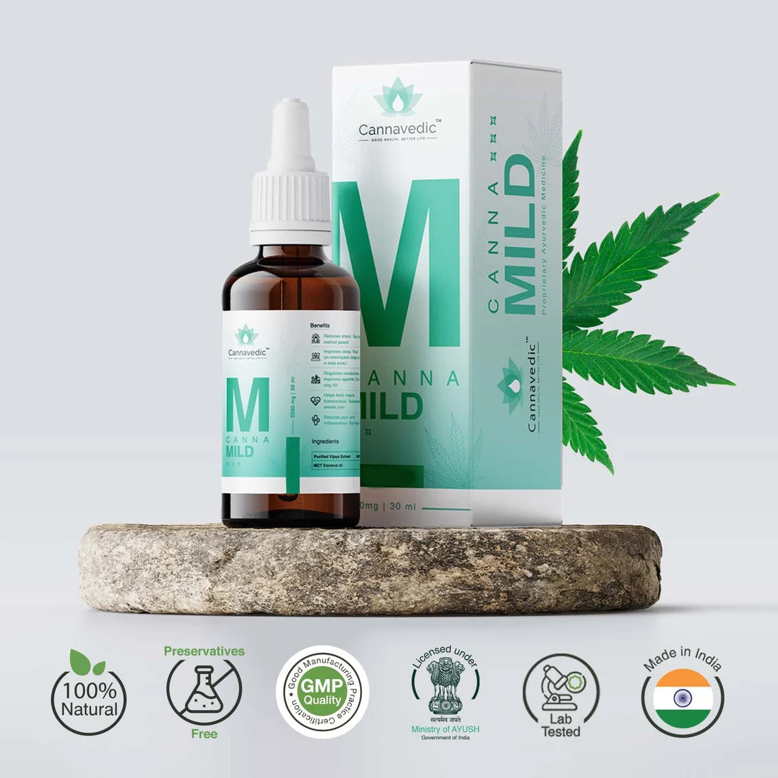 Cannavedic CannaMild 3000mg | 30ml Vijaya Leaf oil - 100mg/ml