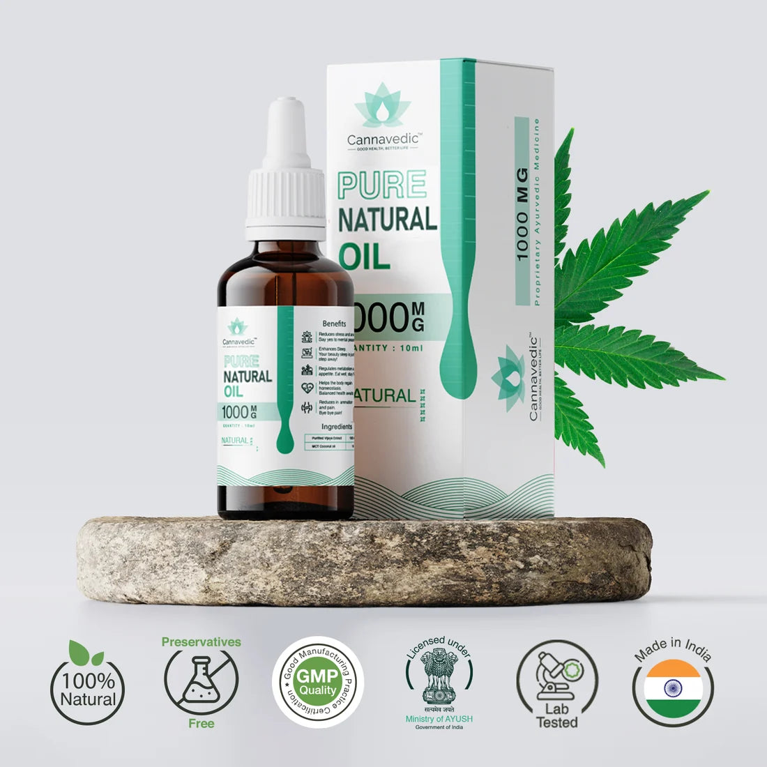 Cannavedic Pure Vijaya Oil Natural 1000mg | 10ml - 100mg/ml