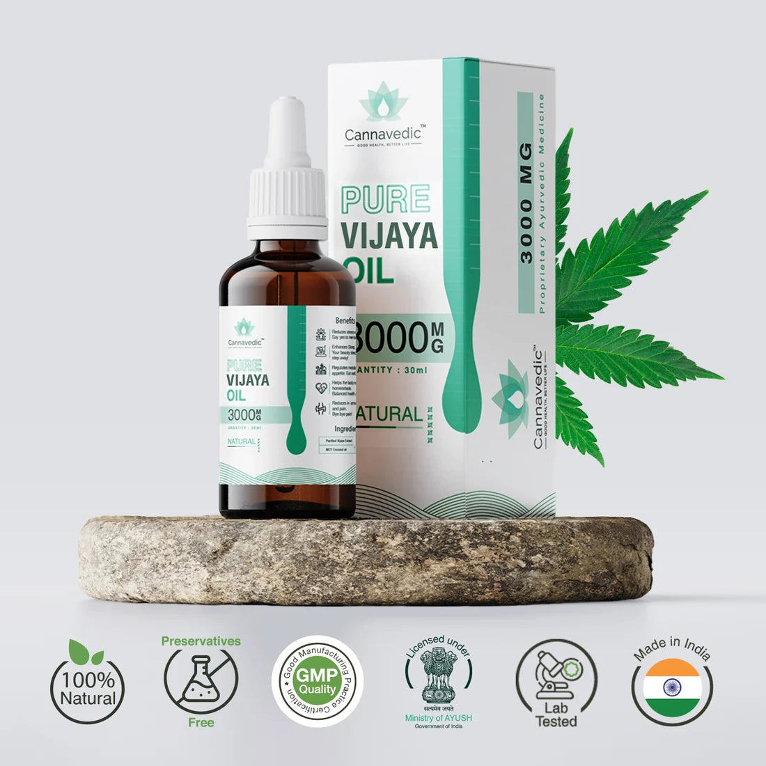 Cannavedic Pure Vijaya Oil Natural 3000mg | 30ml - 100mg/ml