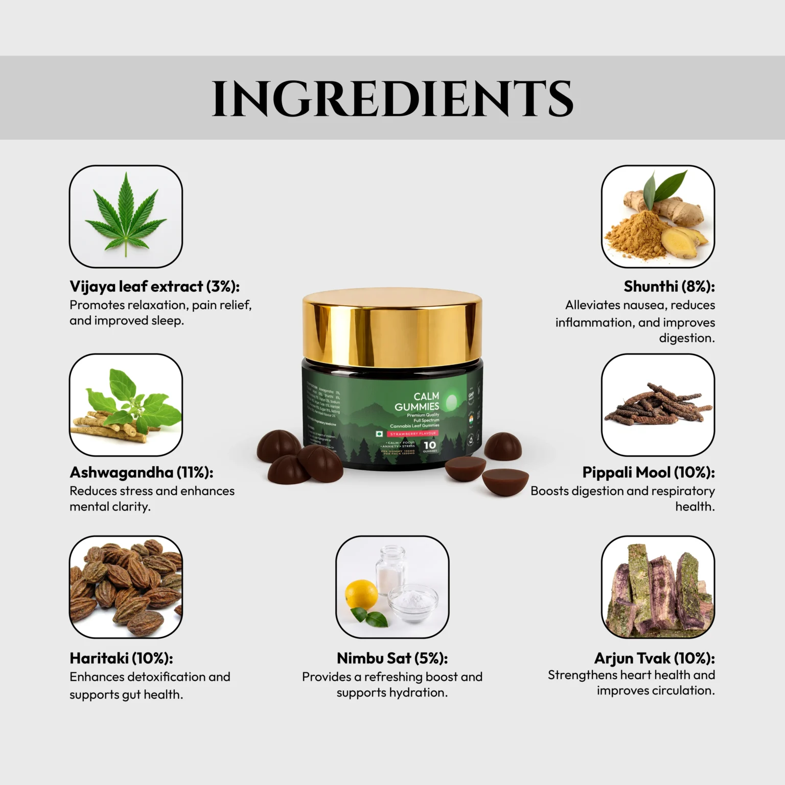 Polyherbs CALM CBD Gummies 135mg Per Gummy, (1:1)