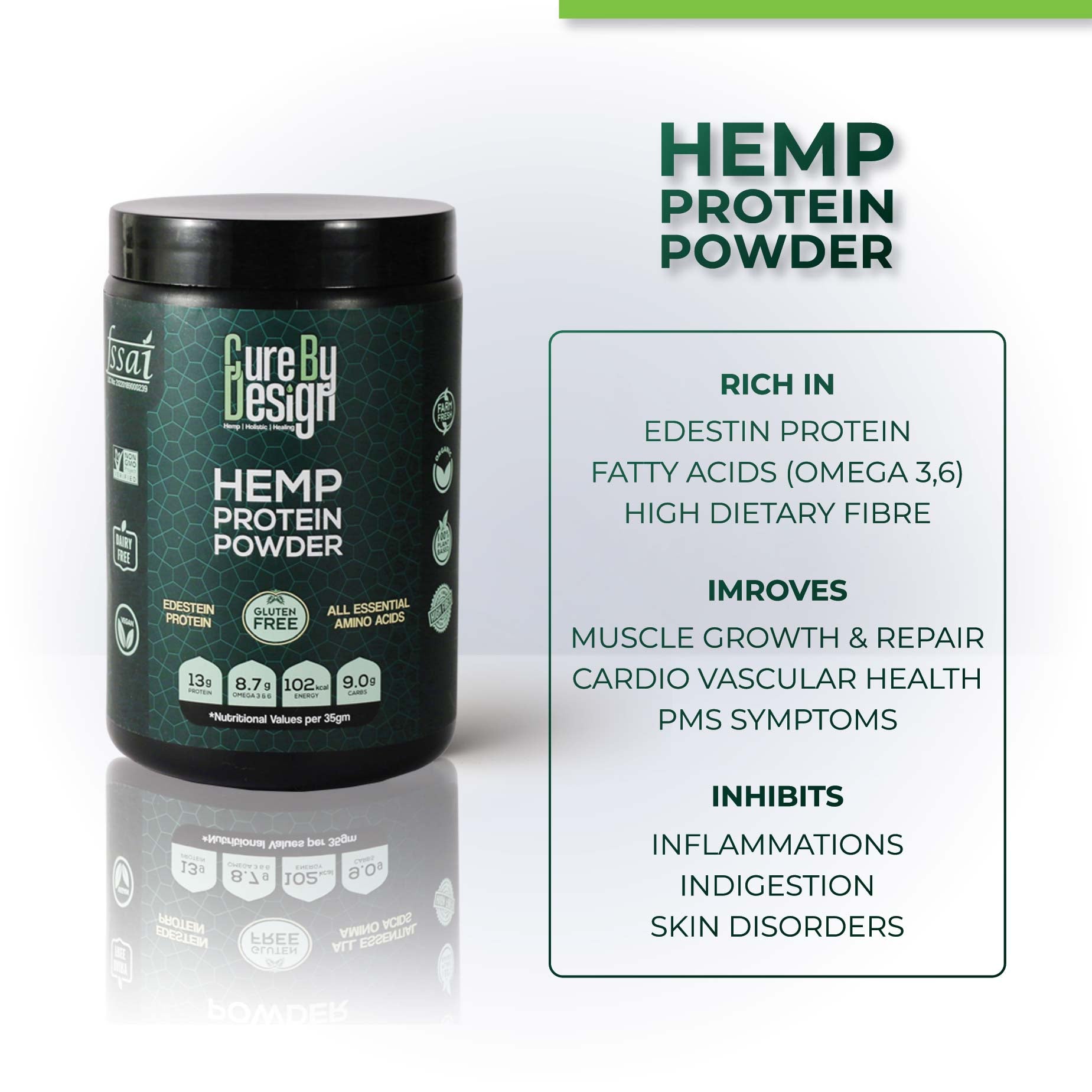 Cure By Design Hemp Protein  450gm