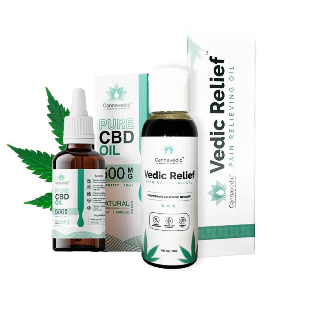 Cannavedic Pain relief combo : Pure CBD oil (Natural) 500mg + Vedic Relief oil ,50ml